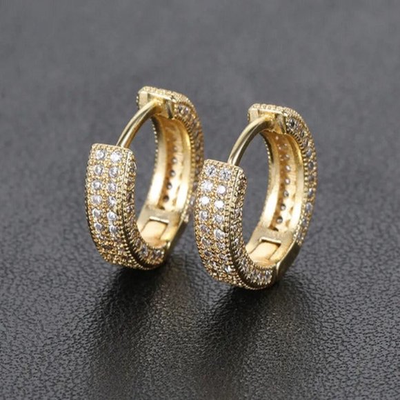 Jewelry - 14K Gold 2ct Diamond Womens Small Hoop Earrings Ladies 14 K Silver Hoops Jewelry
